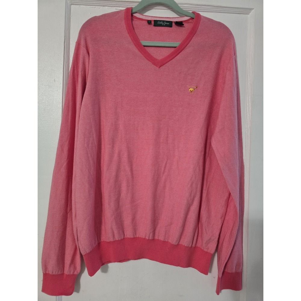 Bobby Jones Myopia Hunt Club Mens Pink Striped Golf Sweater Size Medium